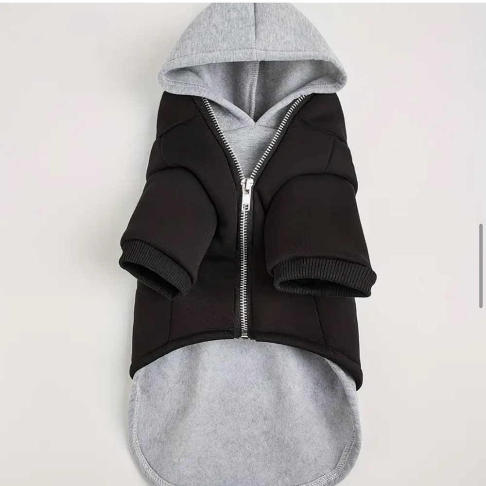 Stylish Black and Gray Pet Dog Hoodie Sweatshirt - Picture 5 of 9